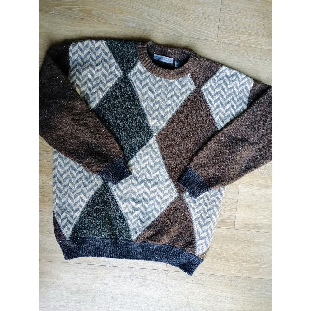 Vtg 90`s Le Collezioni Structure wool diamond geometric grandpa core eclectic